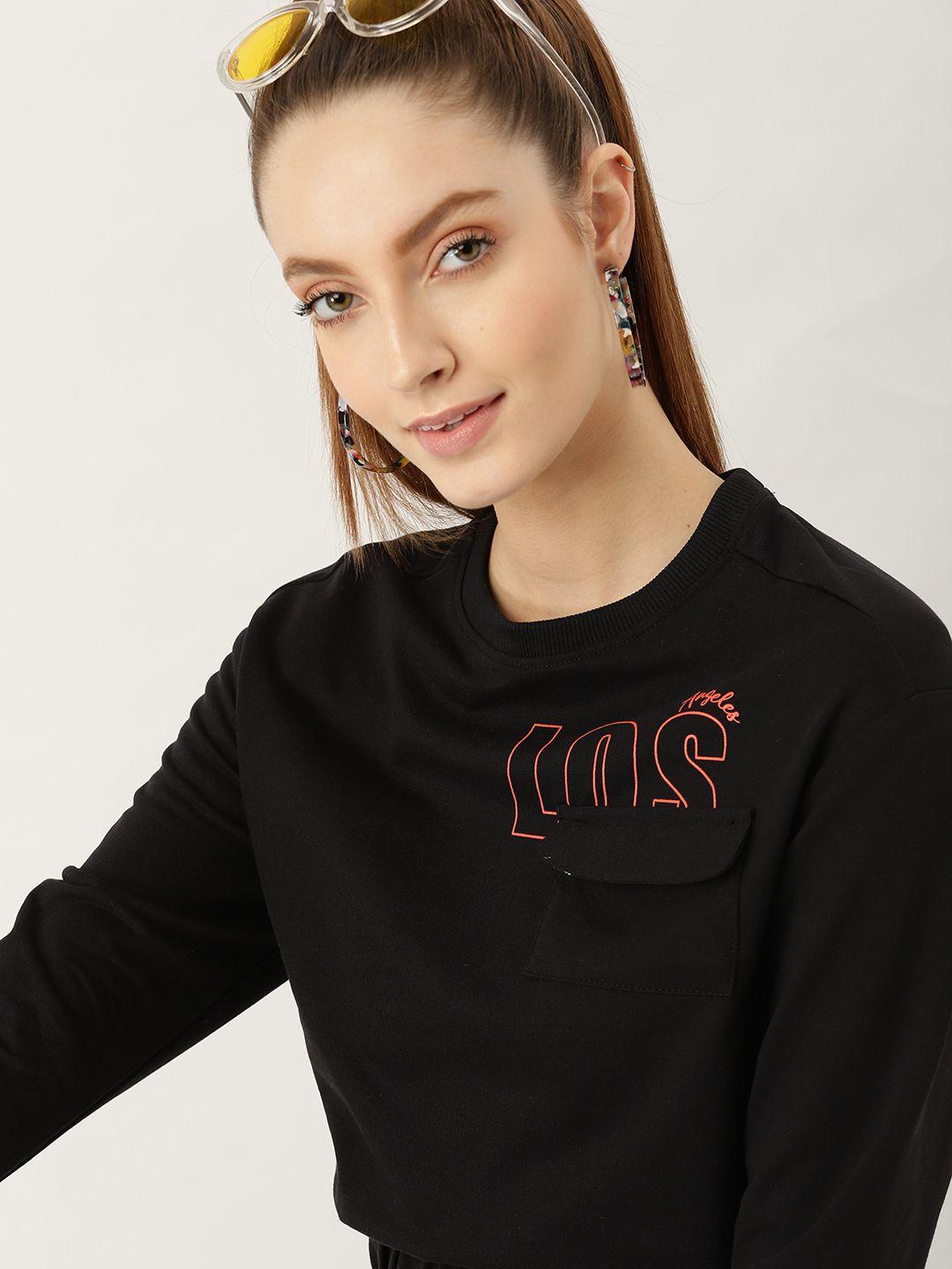 dressberry women black print detail sweatshirt