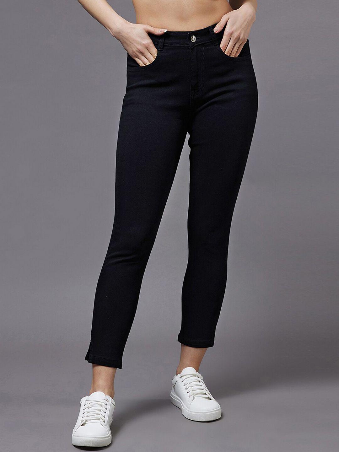 dressberry women black skinny fit high-rise stretchable jeans