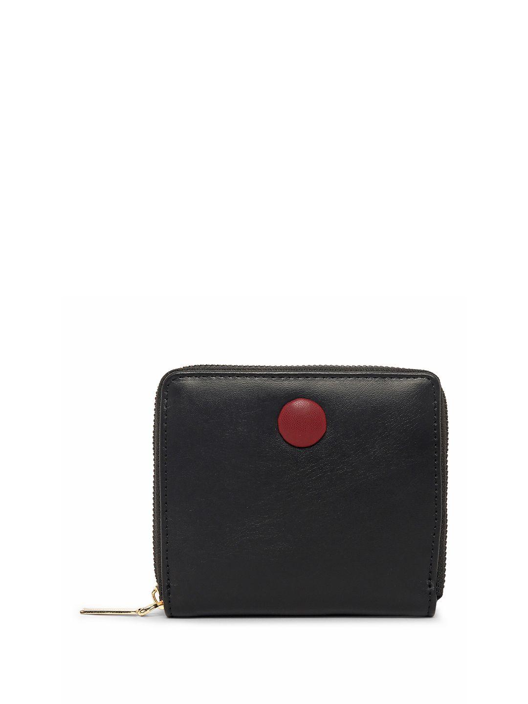 dressberry women black zip around wallet