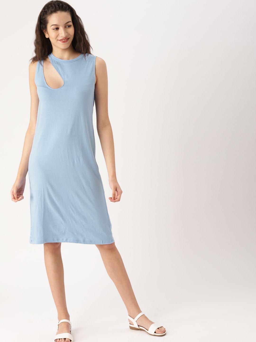 dressberry women blue solid a-line dress