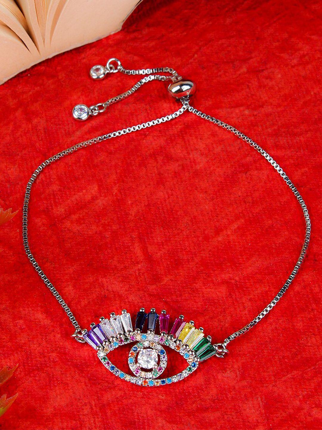 dressberry women brass enamelled silver-plated charm bracelet