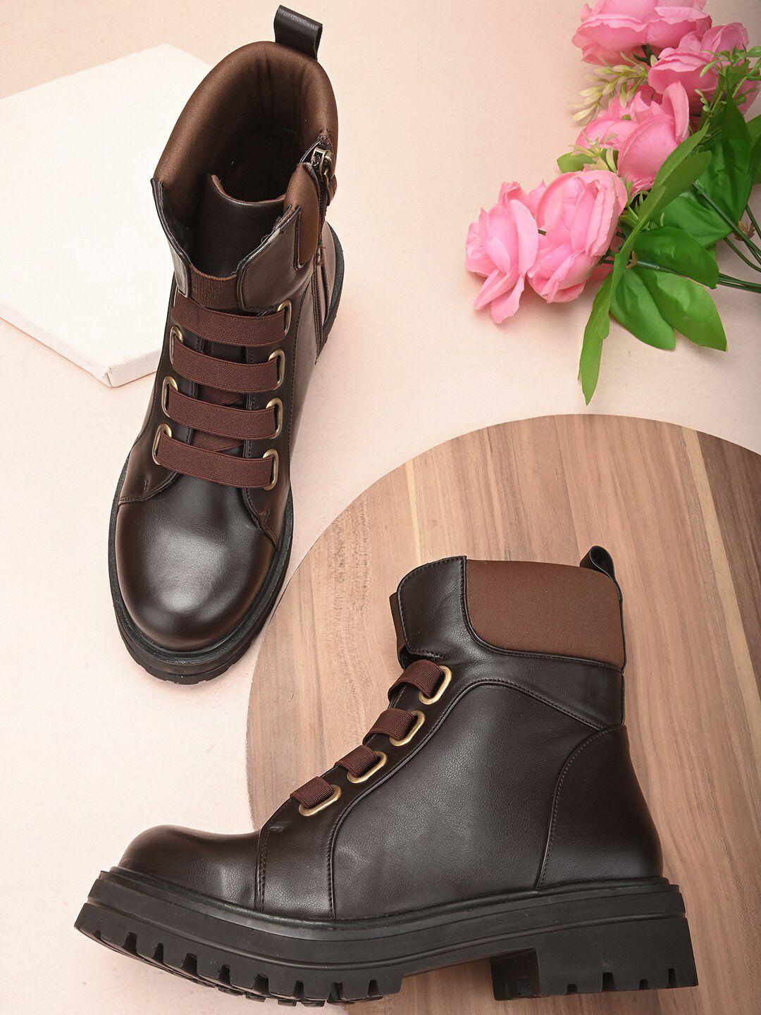 dressberry women brown heeled mid-top regular boots