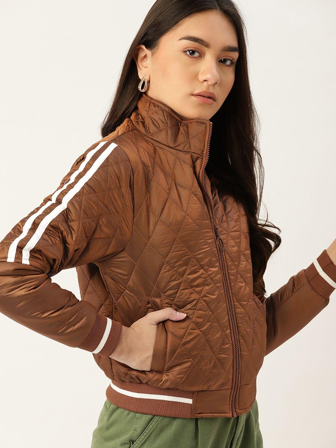 dressberry women brown quilted jacket