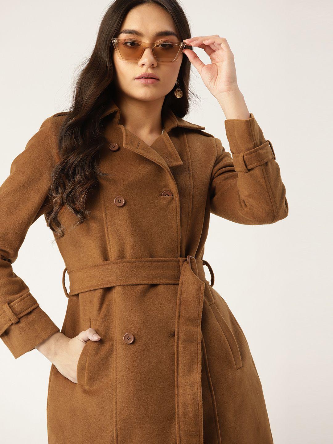 dressberry women brown solid overcoat