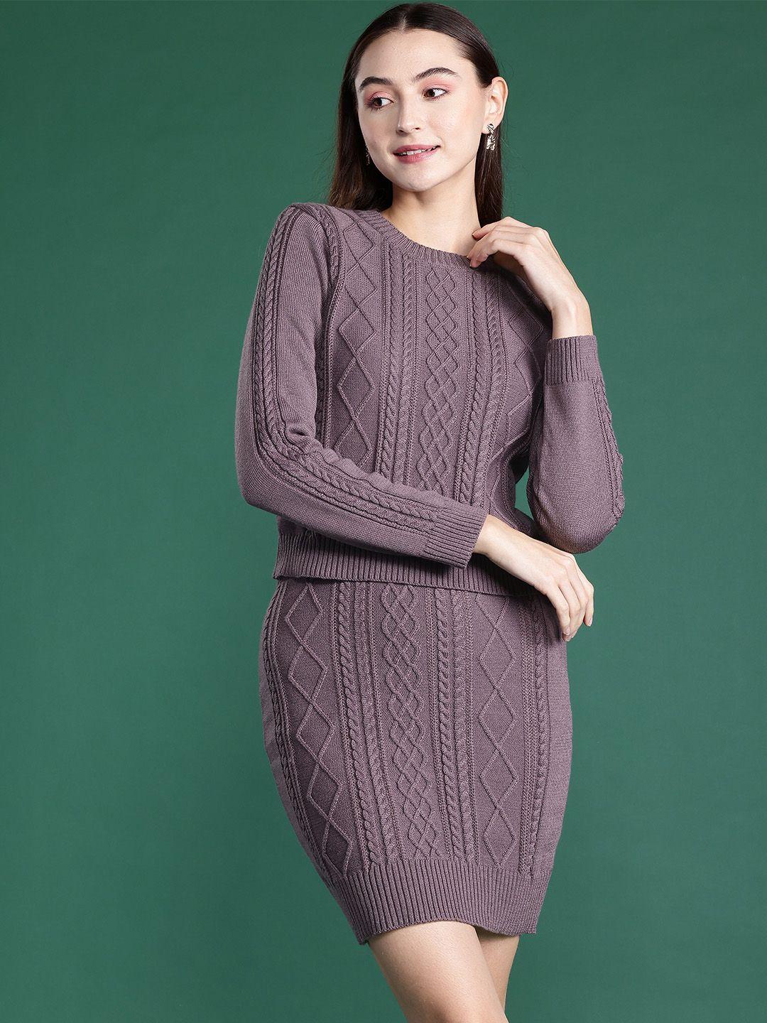 dressberry women cable knit acrylic winter co-ords