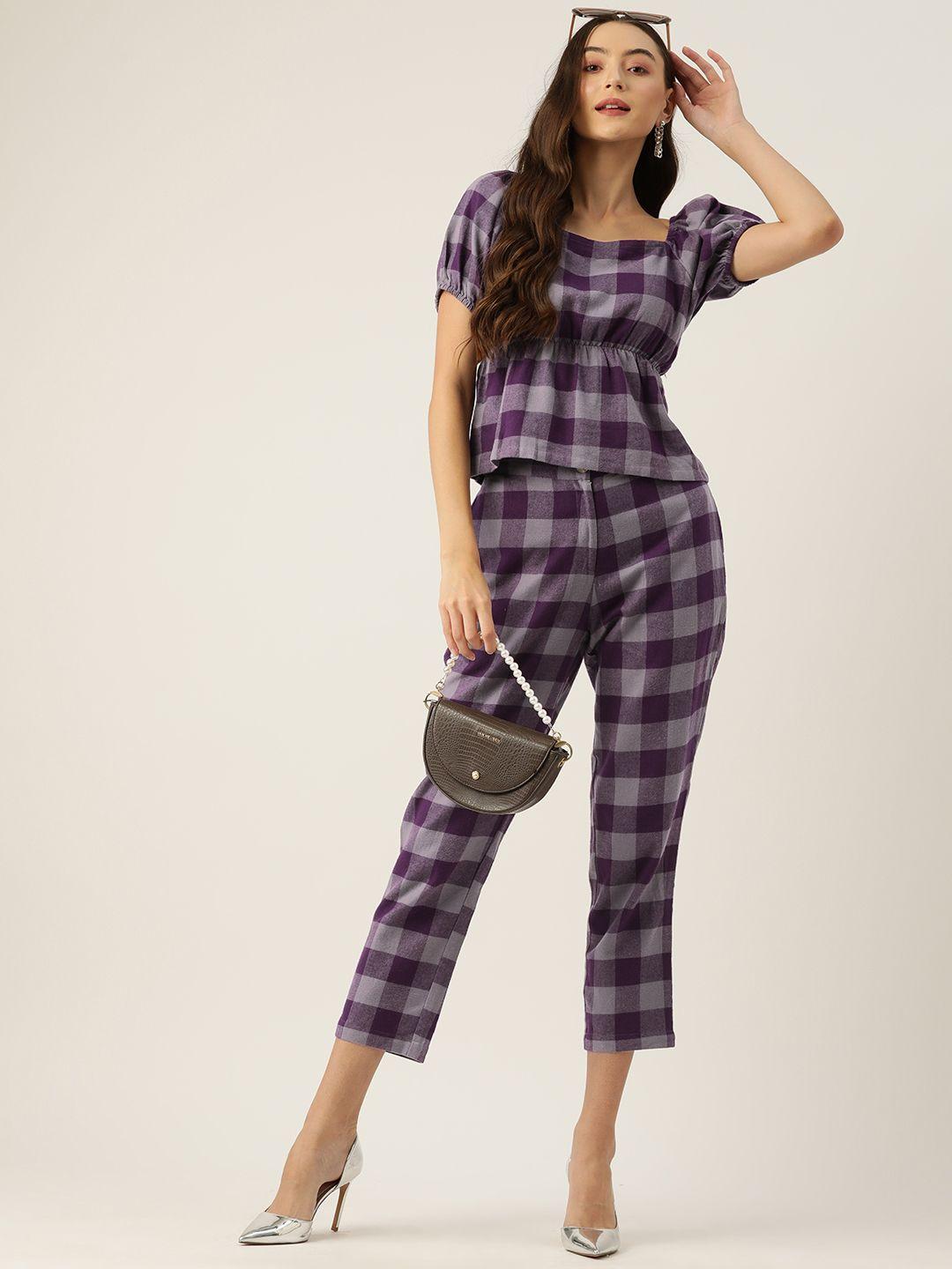 dressberry women checked top with trousers