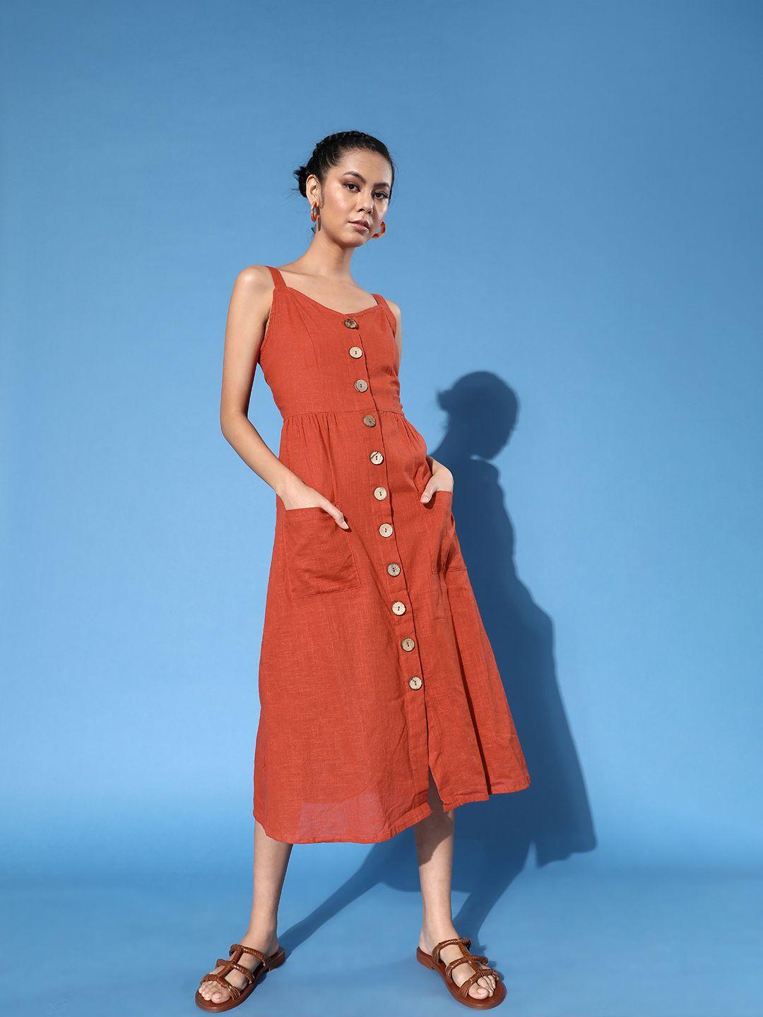 dressberry women chic rust solid sundress