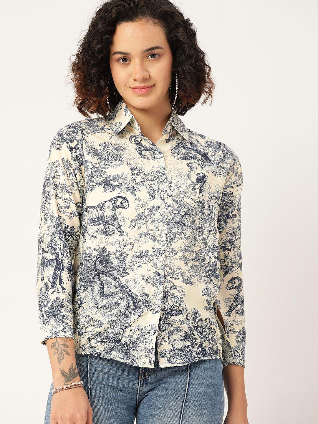 dressberry women comfort opaque printed casual shirt