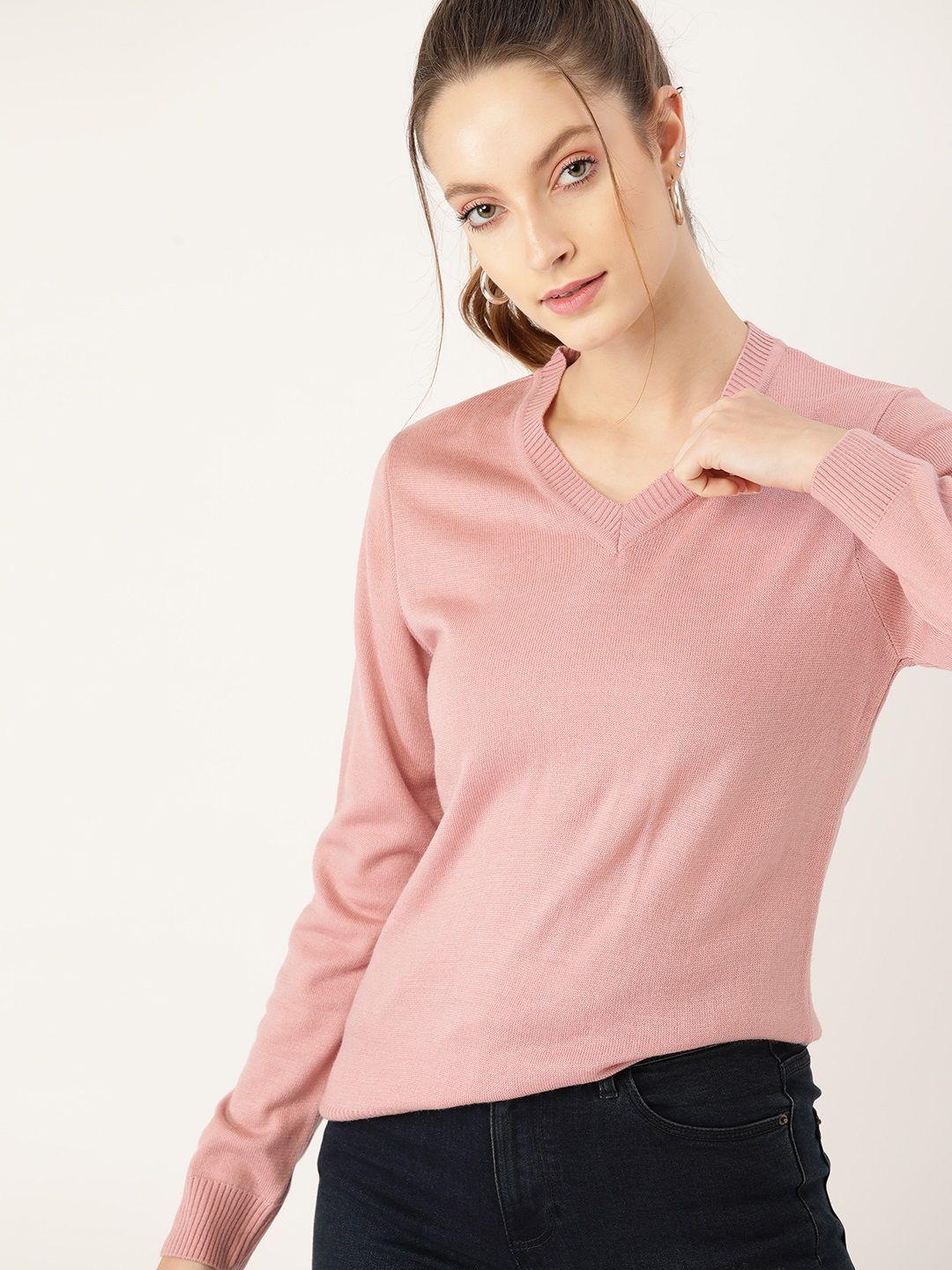 dressberry women dusty pink solid pullover