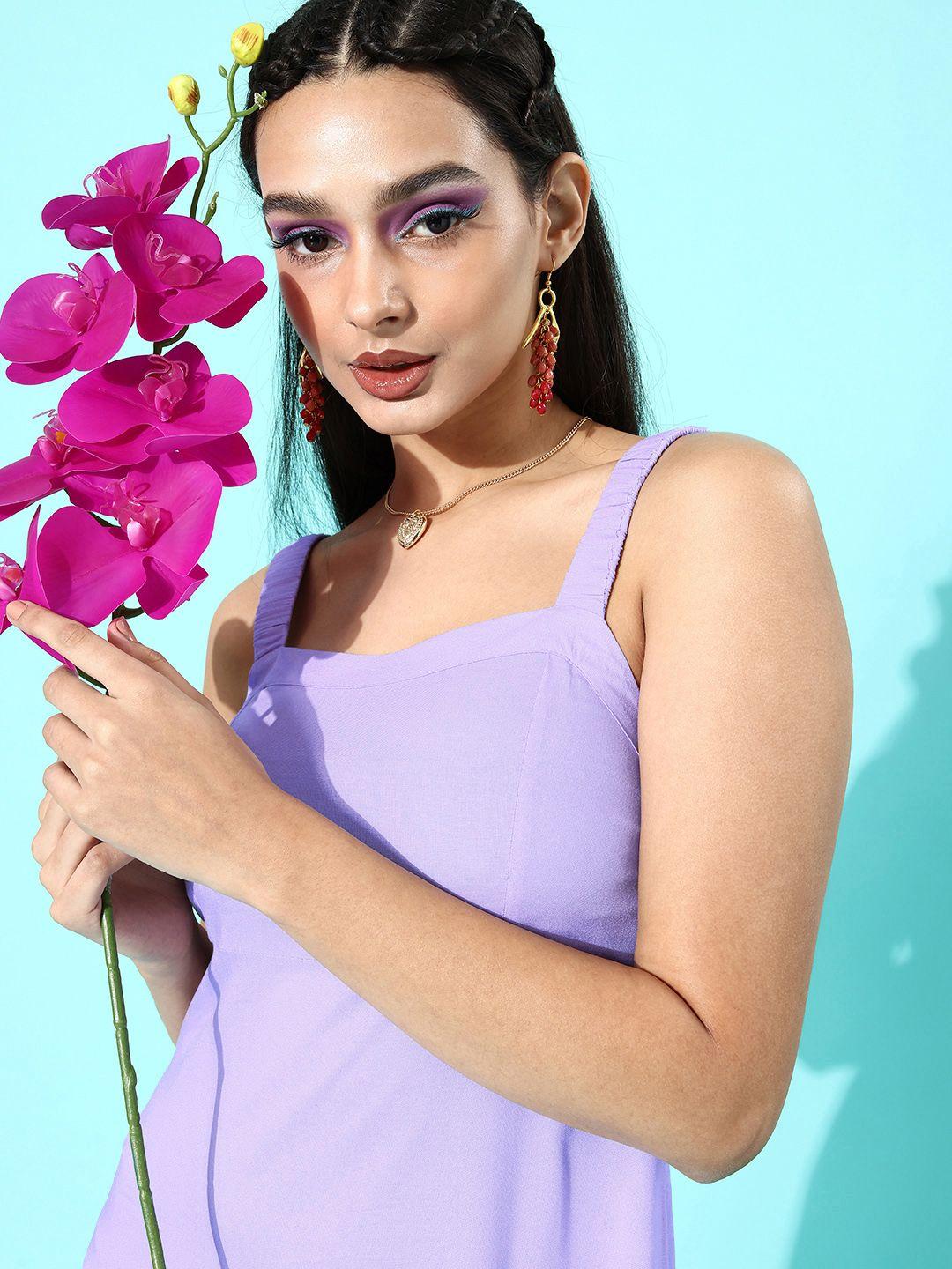 dressberry women elegant lavender solid sundress