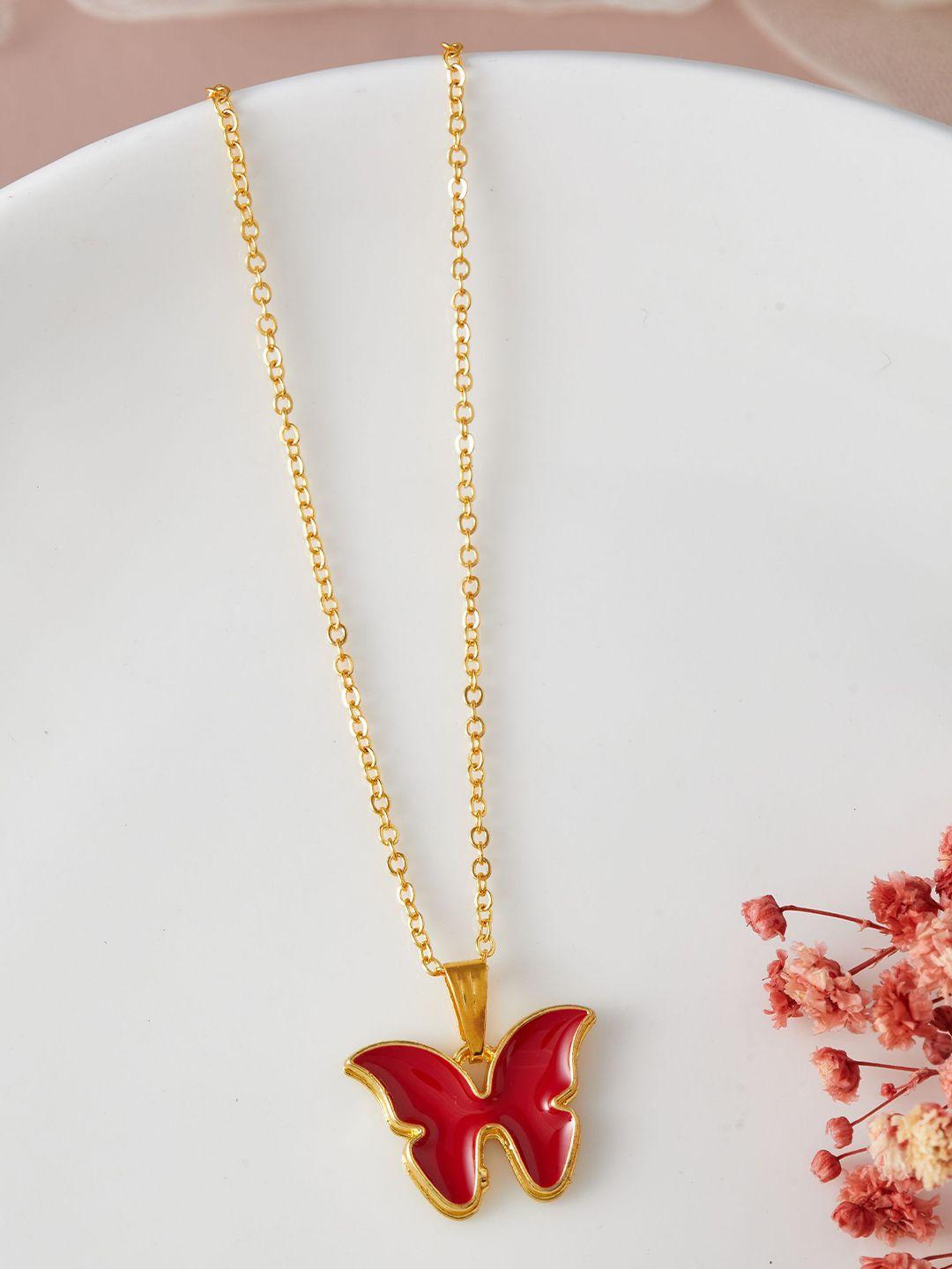 dressberry women gold-plated butterfly-shaped pendant with chain