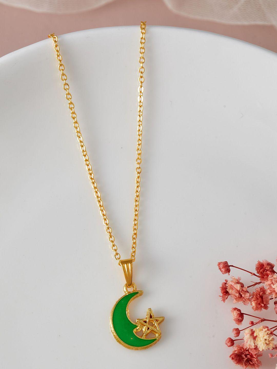 dressberry women gold-plated moon-shaped pendant with chain