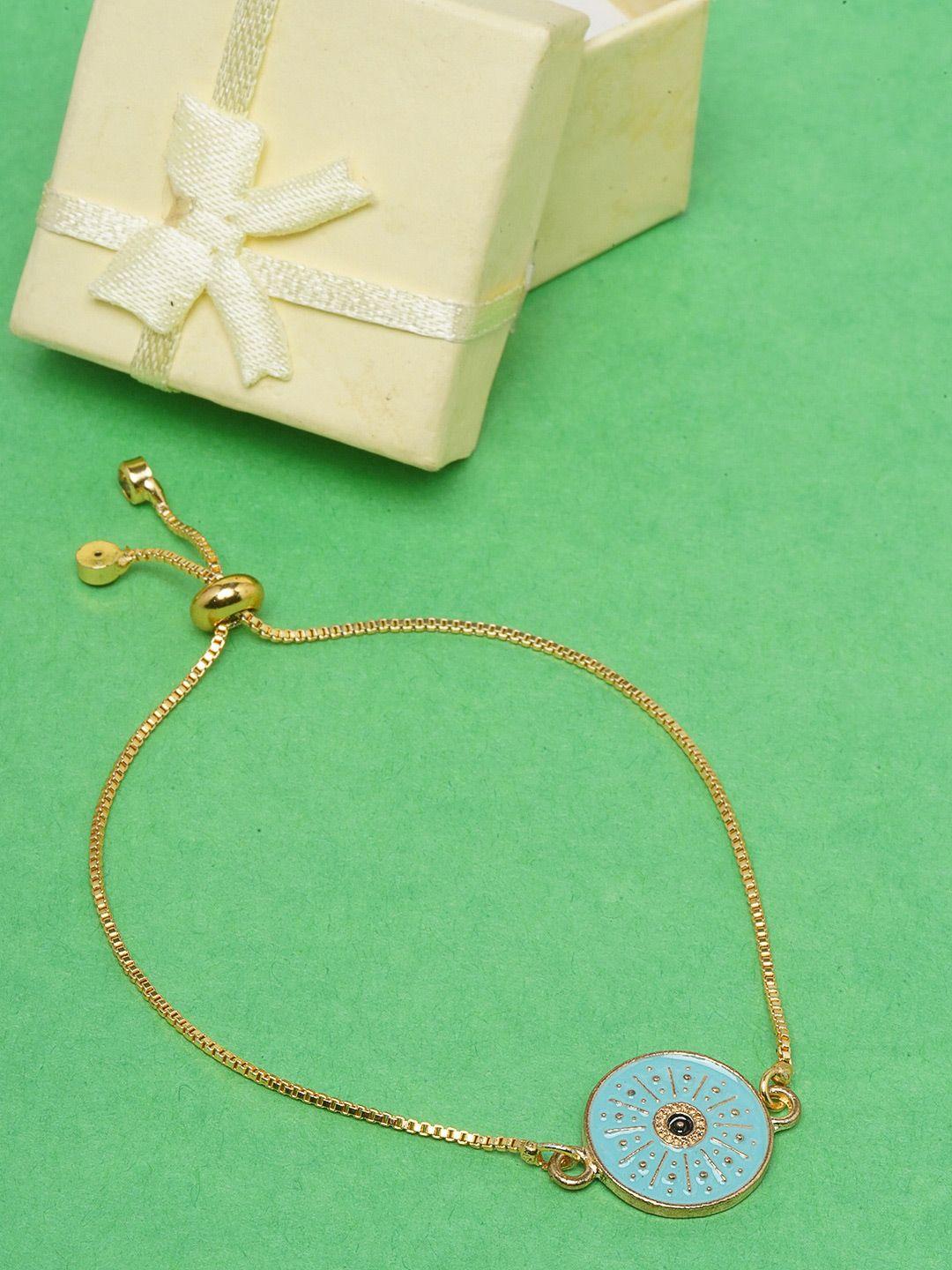 dressberry women gold-toned & blue brass gold-plated charm bracelet