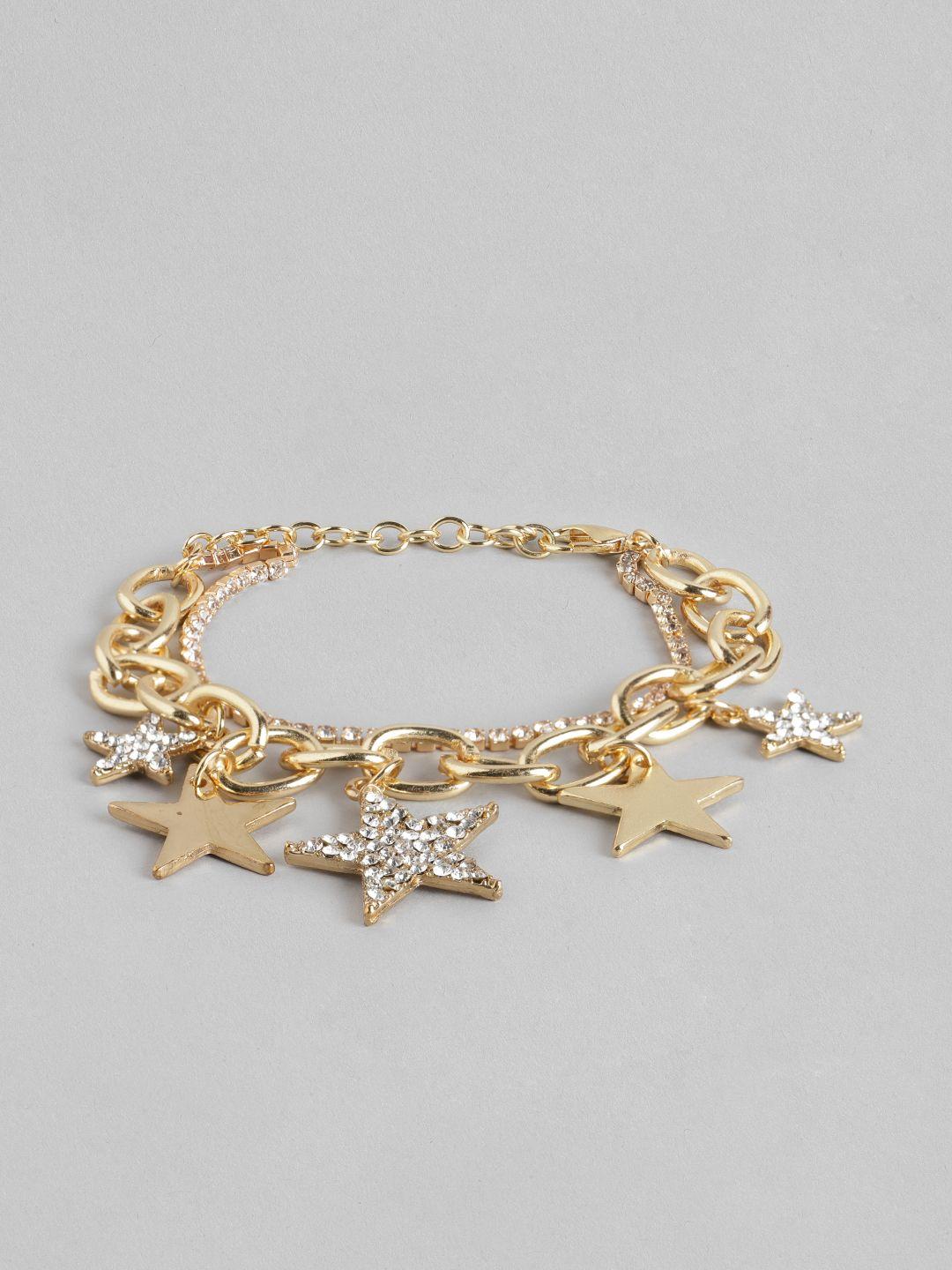 dressberry women gold-toned stone studded multistrand bracelet