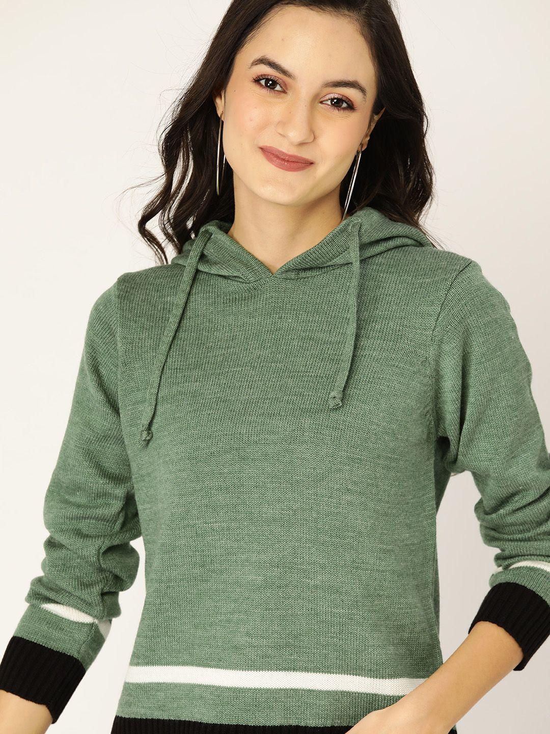 dressberry women green solid pullover sweater