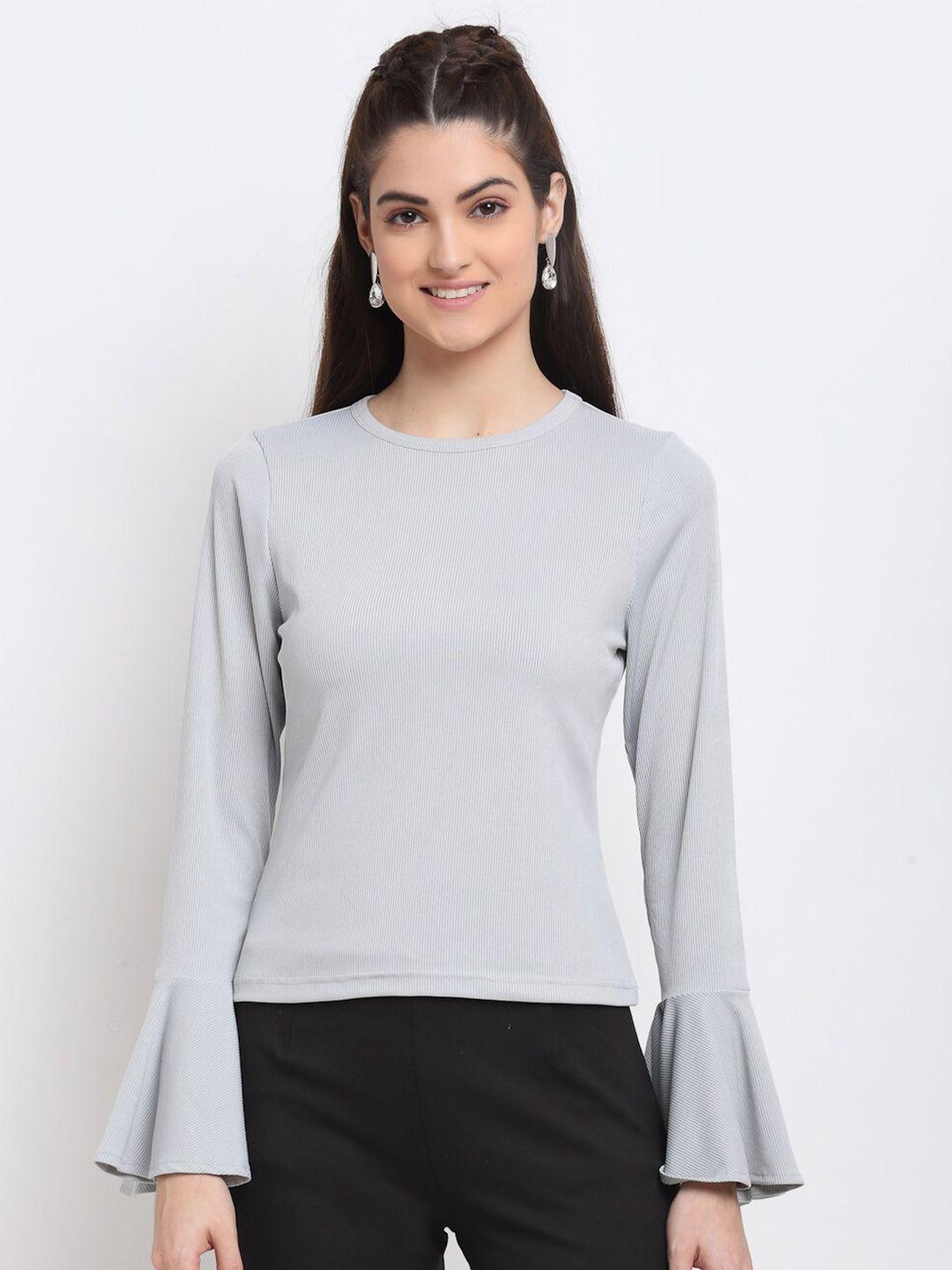 dressberry women grey henley neck pockets t-shirt