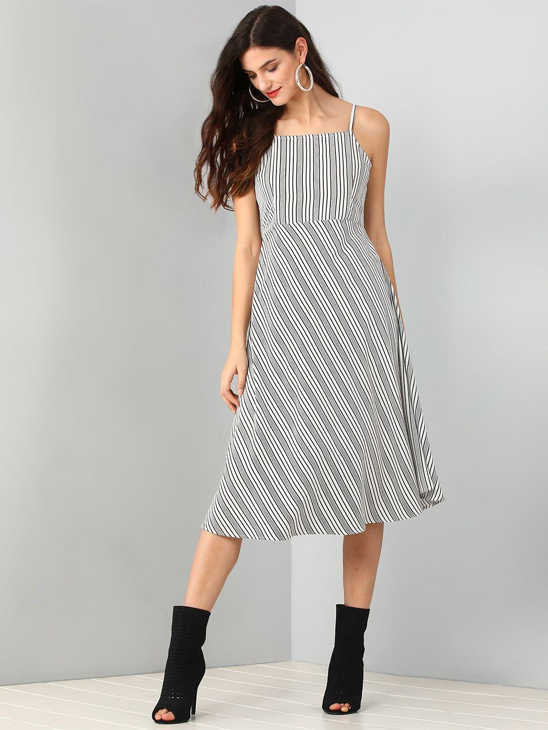 dressberry women grey striped midi dress