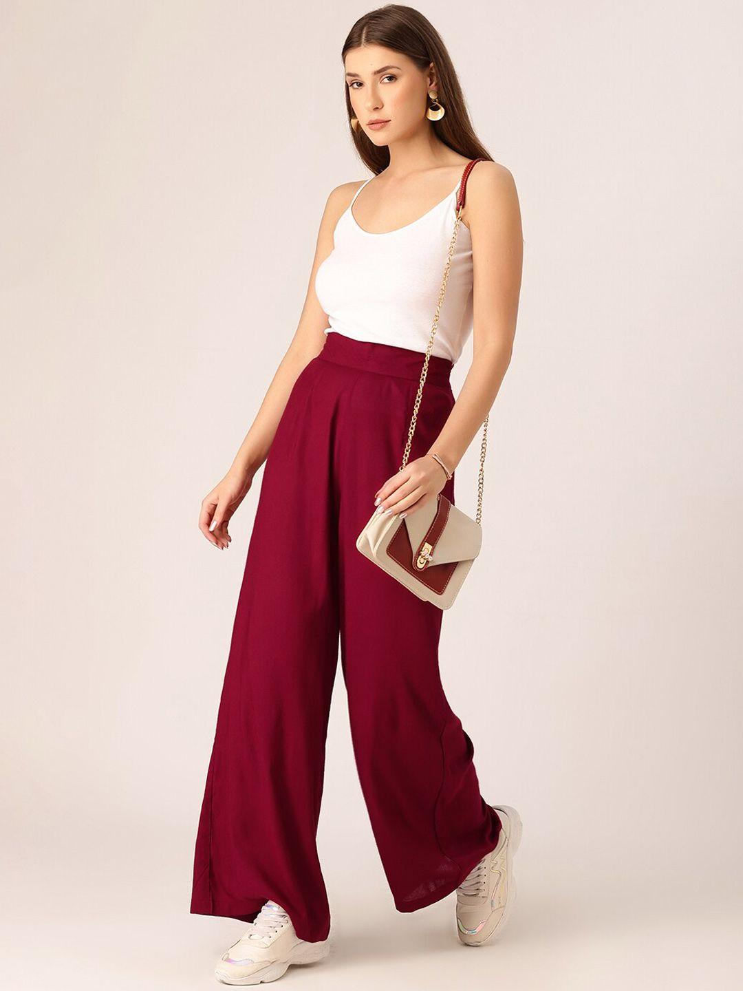 dressberry women high-rise flared parallel trousers