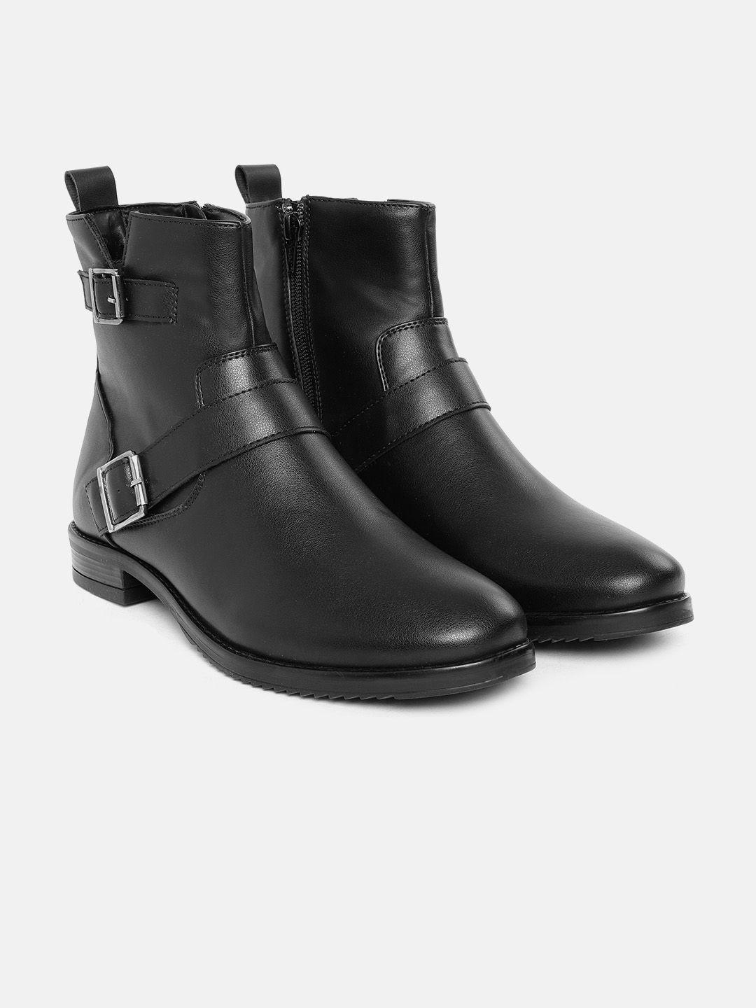 dressberry women mid-top regular boots with buckle detail