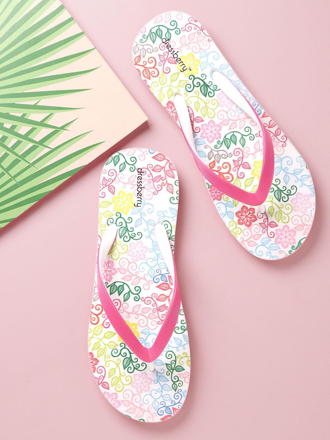 dressberry women multicoloured printed thong flip-flops