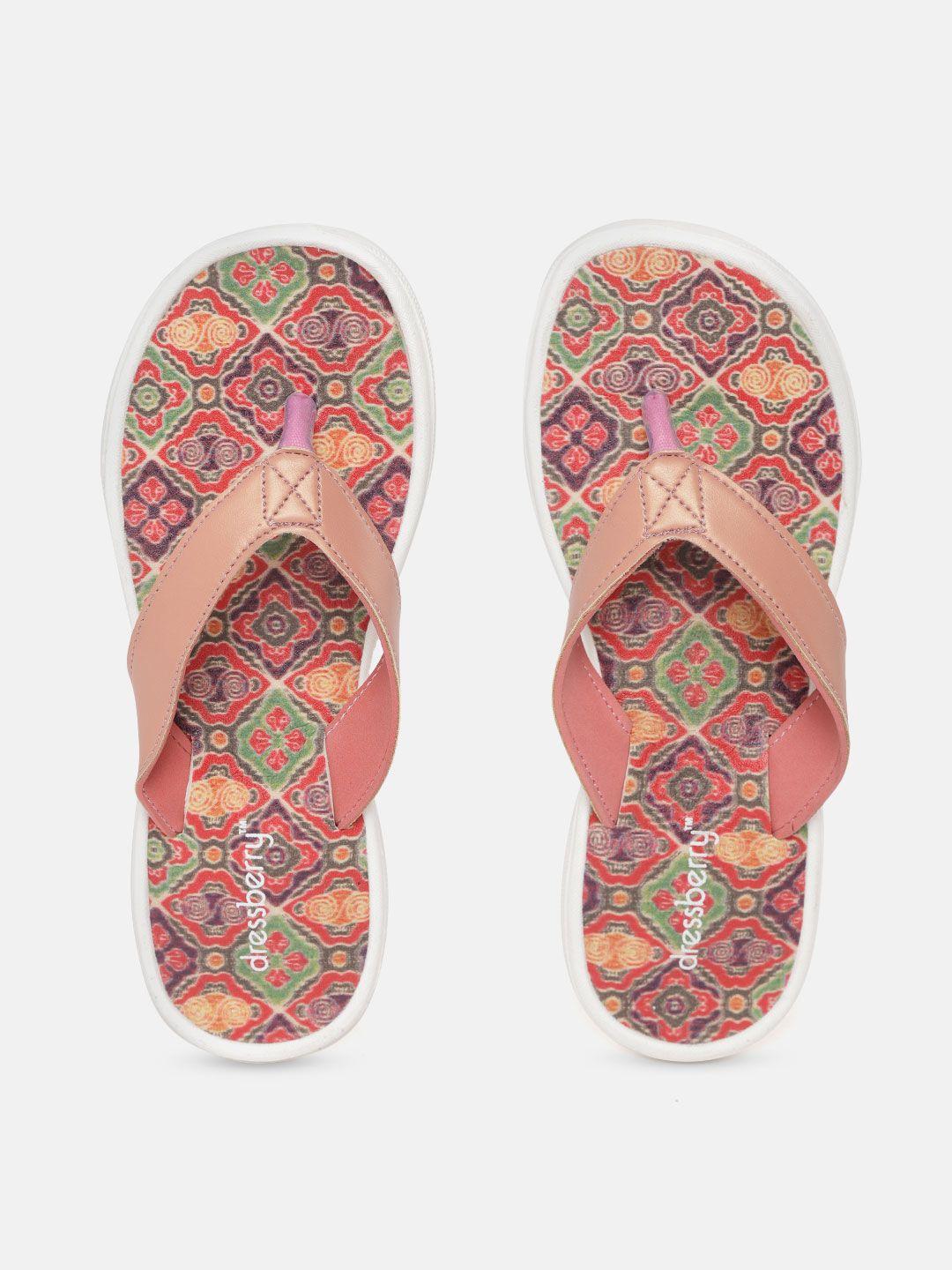 dressberry women multicoloured printed thong flip-flops