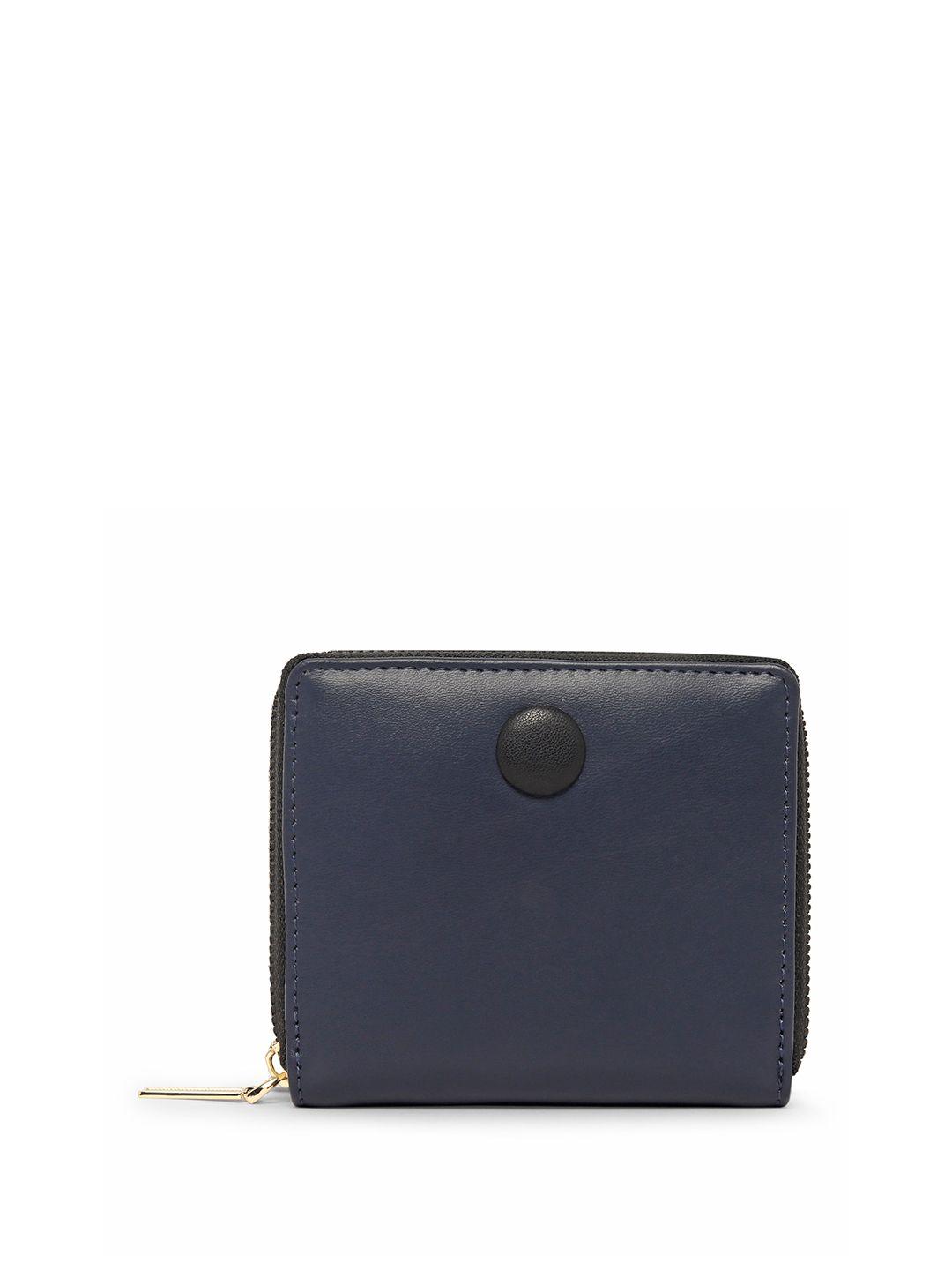 dressberry women navy blue zip around wallet
