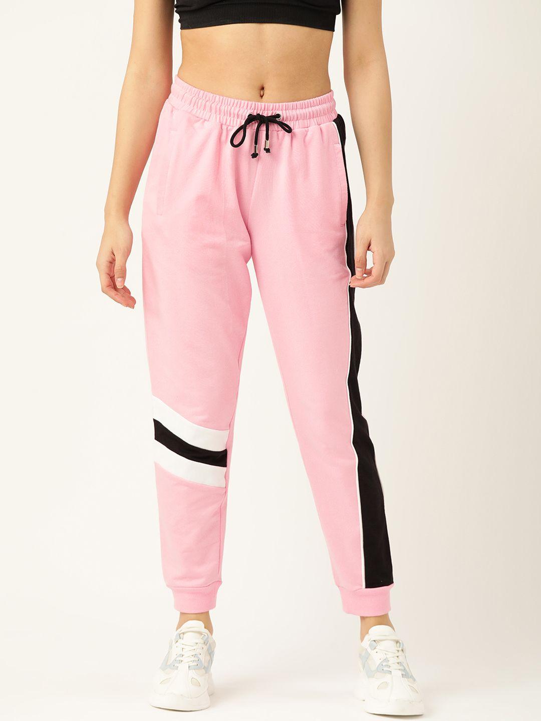 dressberry women pink & black printed detail joggers