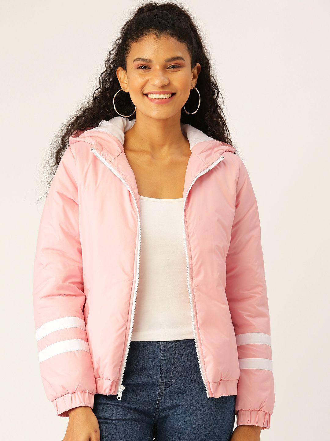 dressberry women pink solid padded jacket