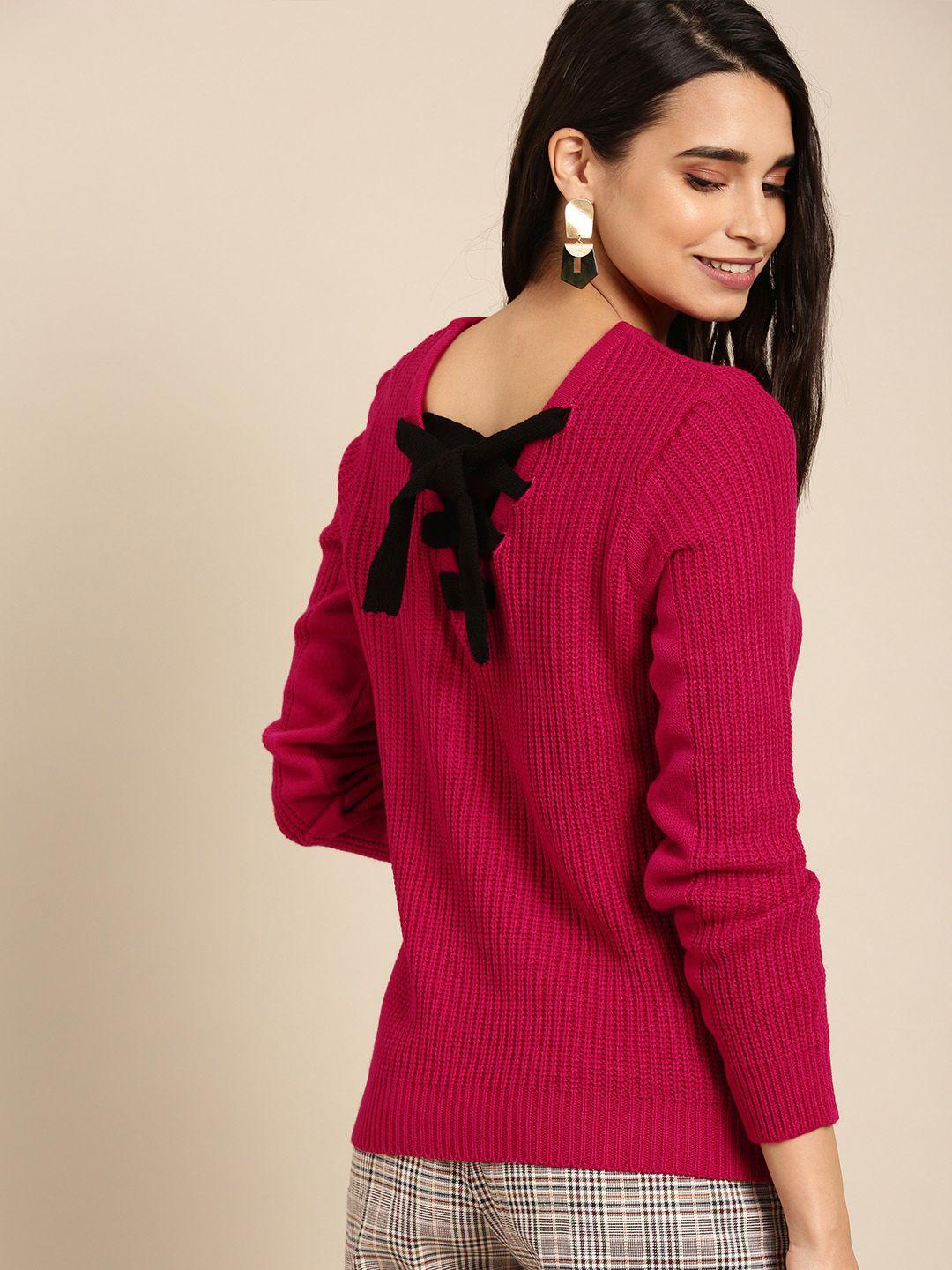 dressberry women pink solid sweater