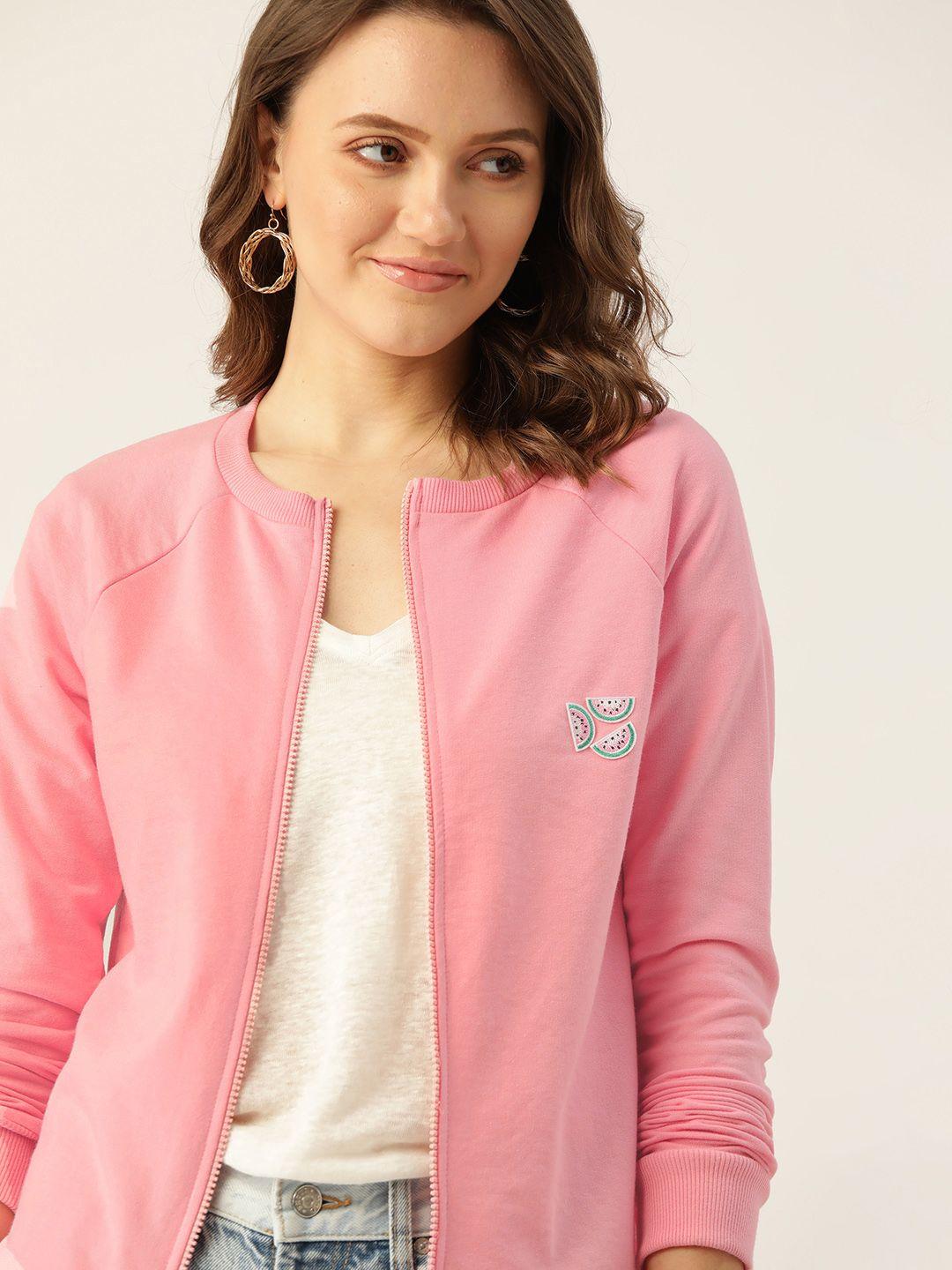 dressberry women pink solid sweatshirt