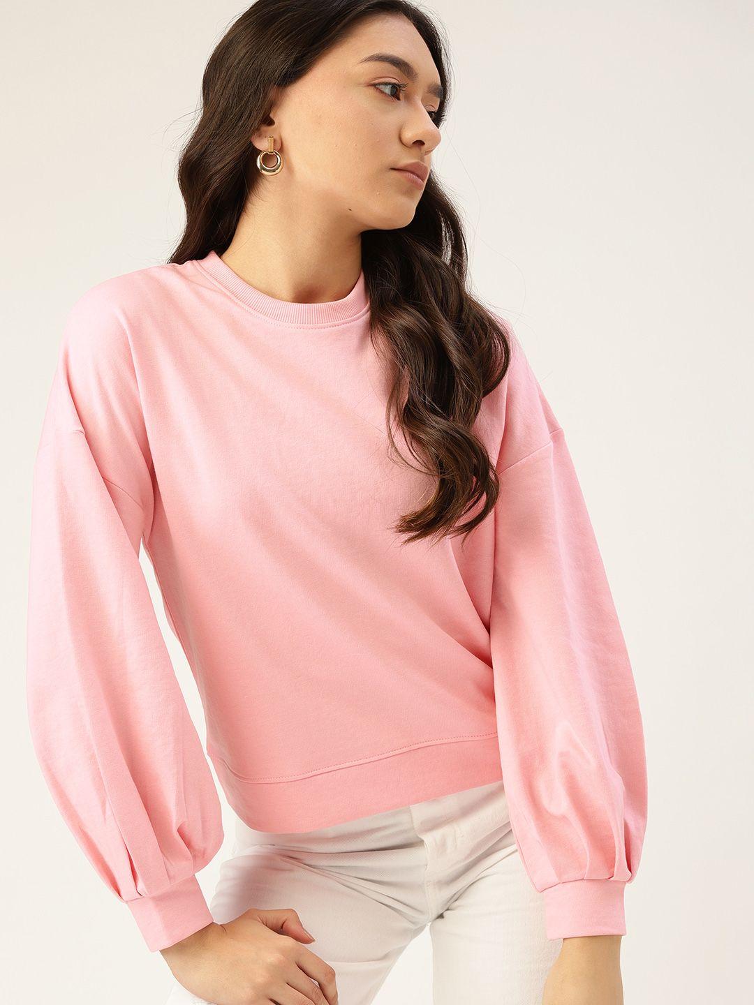 dressberry women pink solid sweatshirt