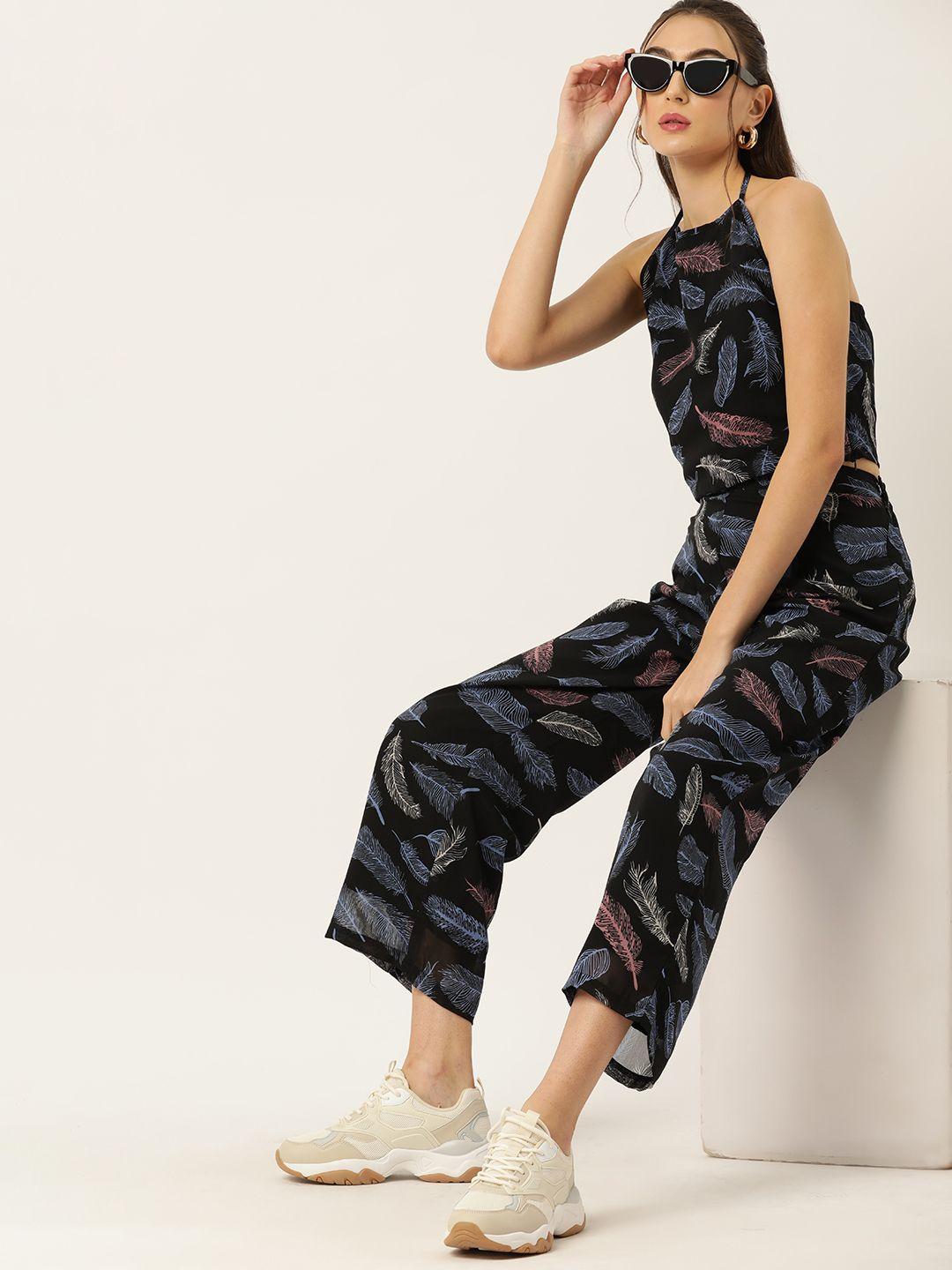 dressberry women printed crop top with trousers