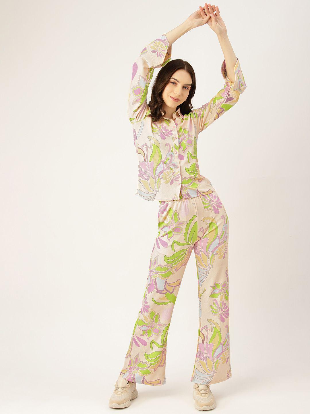 dressberry women printed shirt with trousers