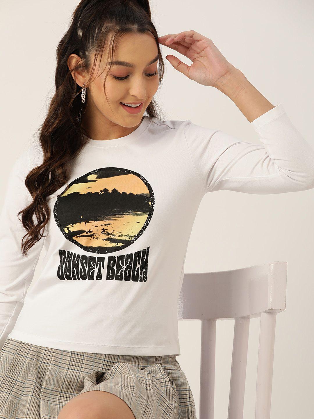 dressberry women printed slim fit cotton t-shirt