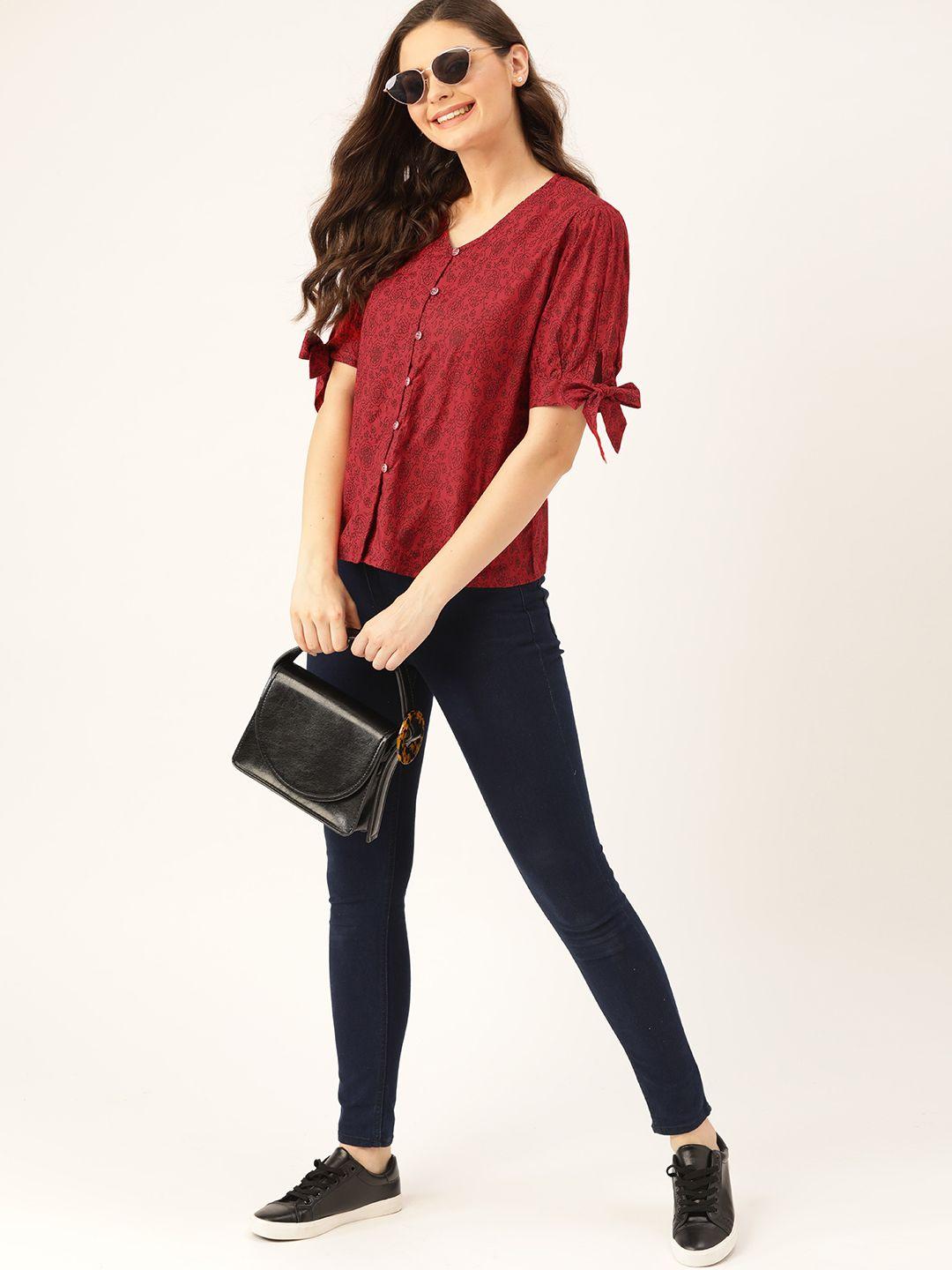 dressberry women red & black printed top