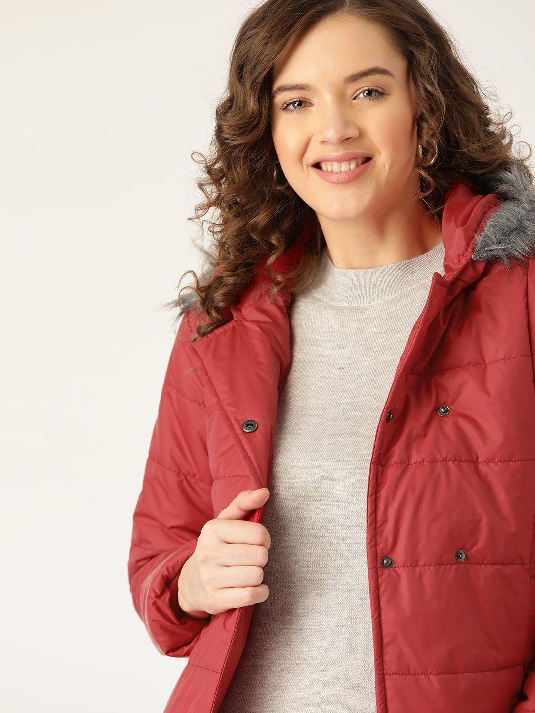 dressberry women red parka jacket