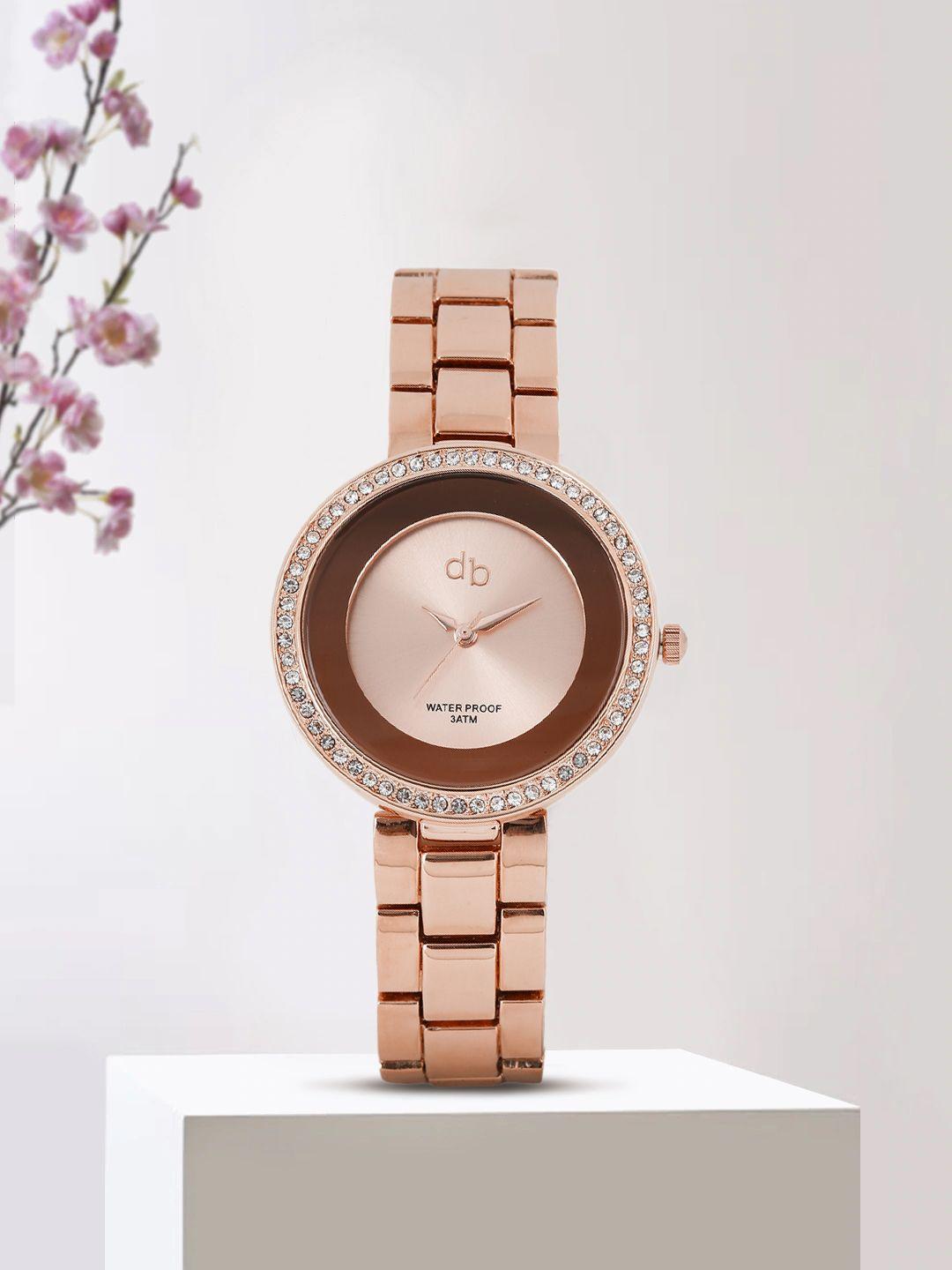 dressberry women rose gold-toned analogue watch mfb-pn-wth-s5786-01