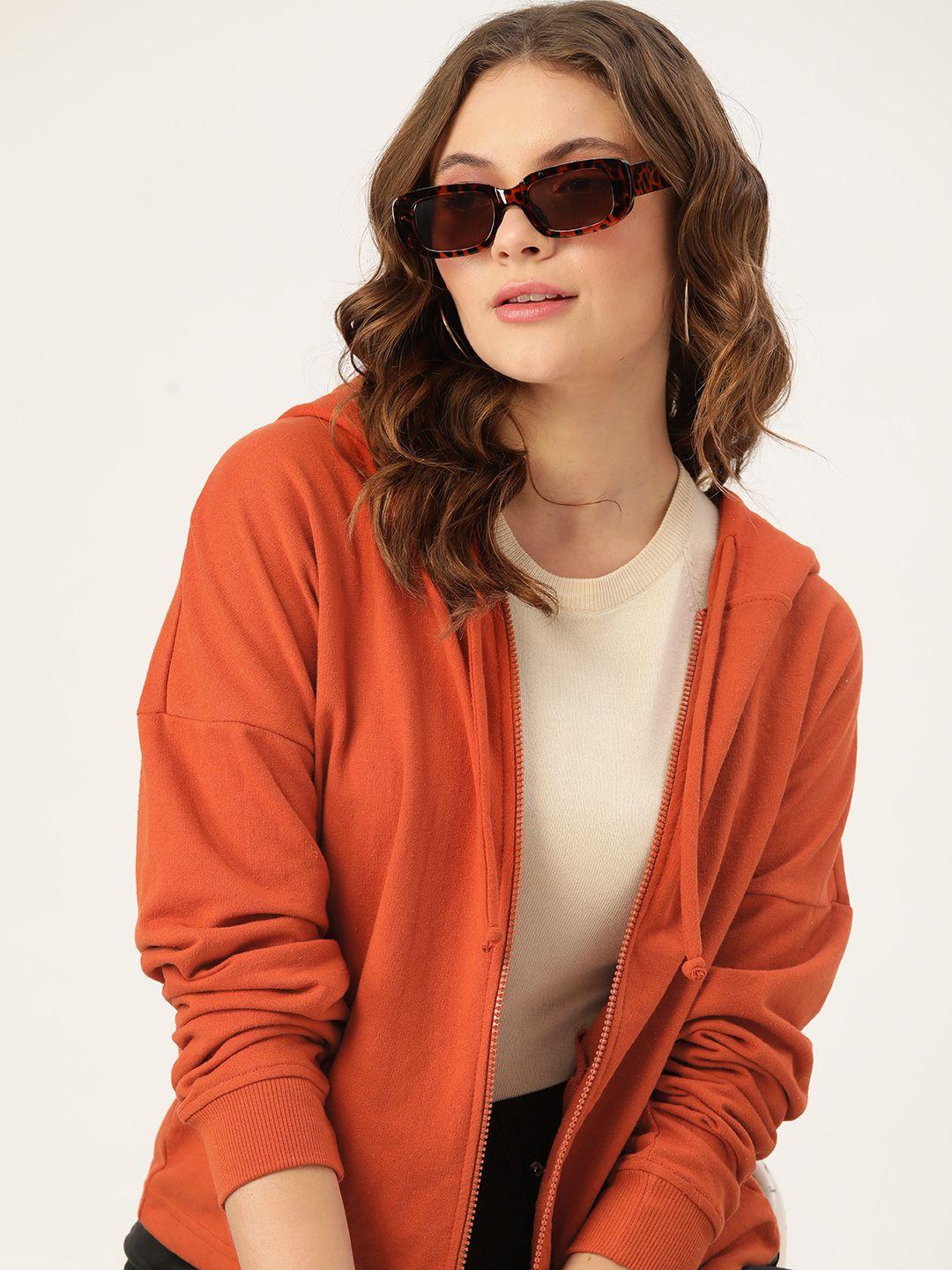 dressberry women rust orange hooded sweatshirt