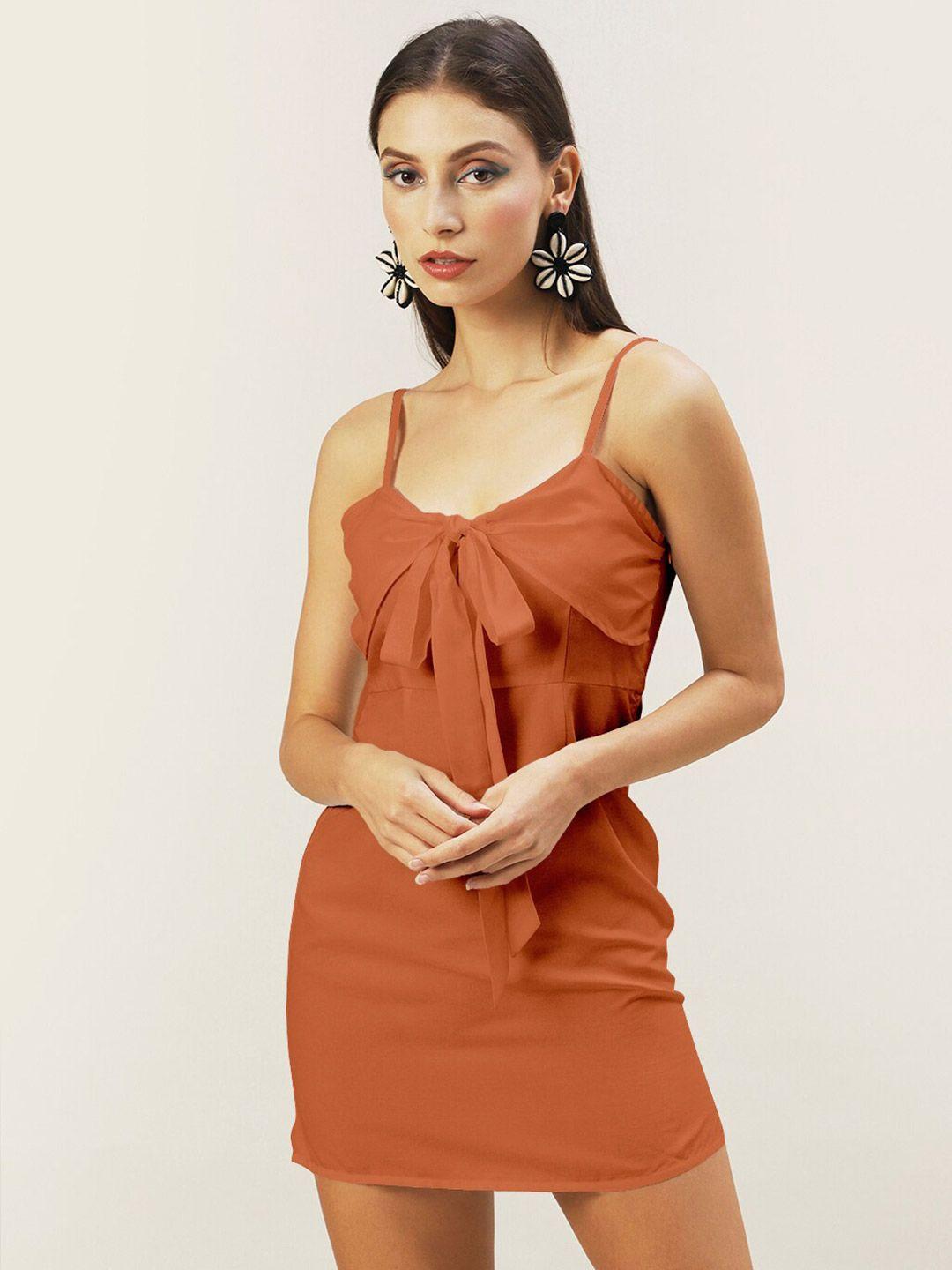 dressberry women rust solid sheath mini dress