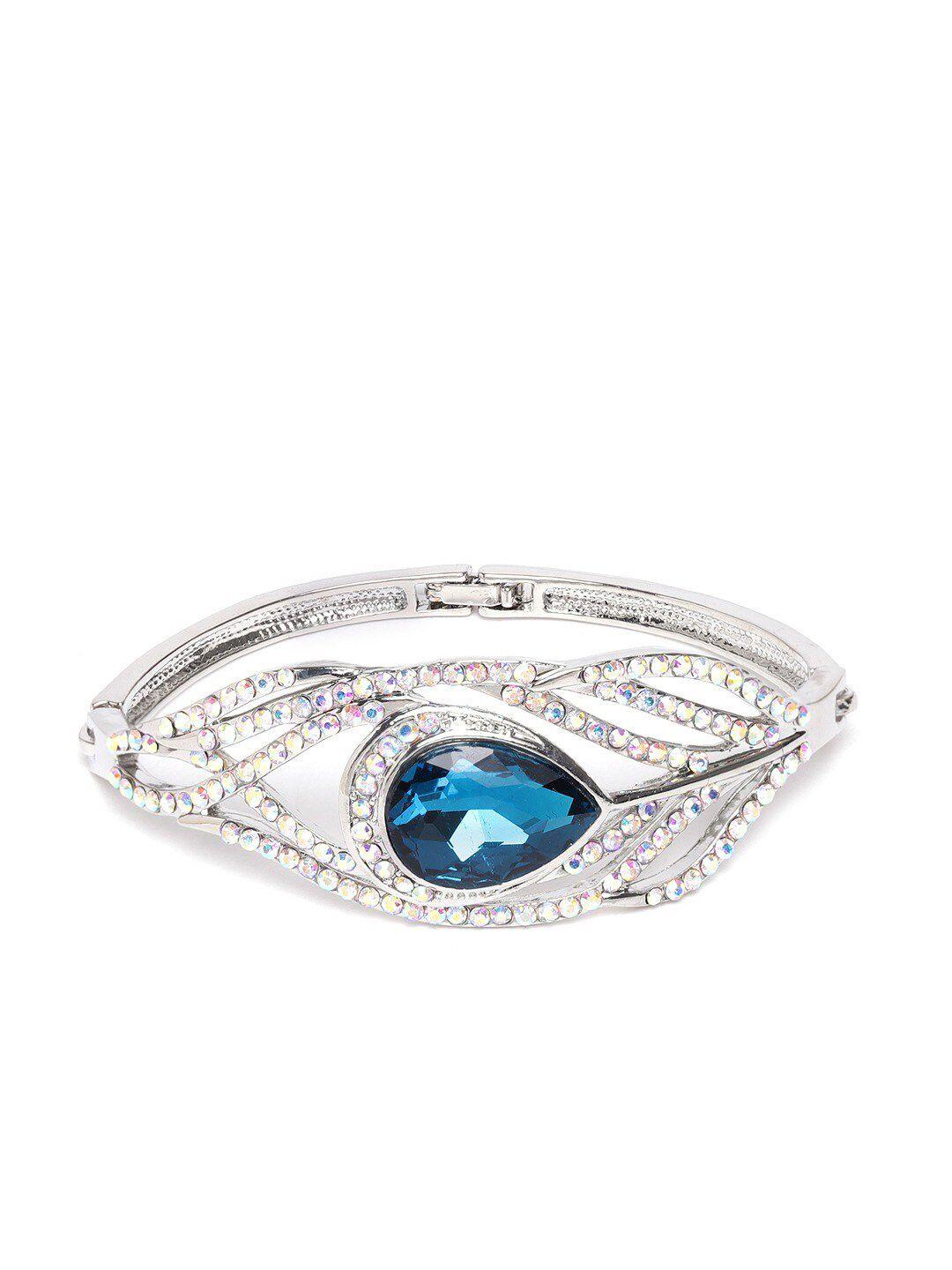 dressberry women silver-plated silver-toned & blue link bracelet
