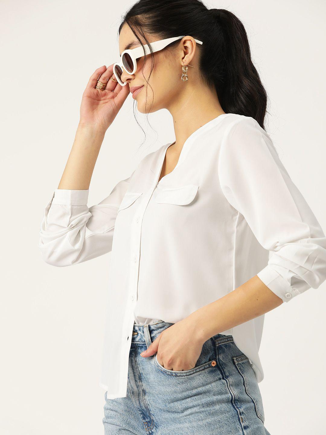 dressberry women solid comfort opaque casual shirt