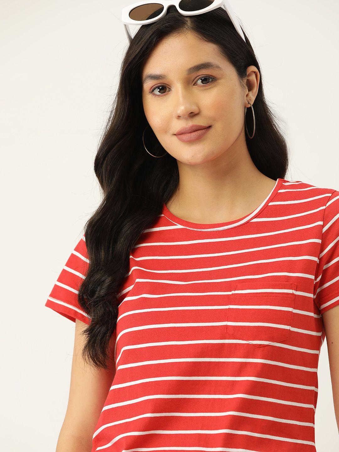dressberry women striped pocket t-shirt