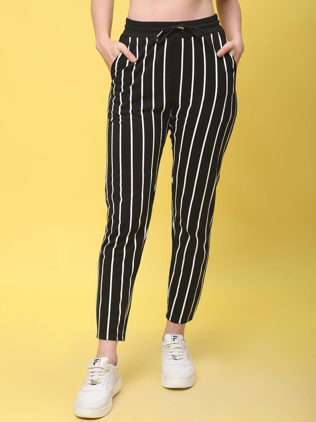 dressberry women striped relaxed-fit track pant