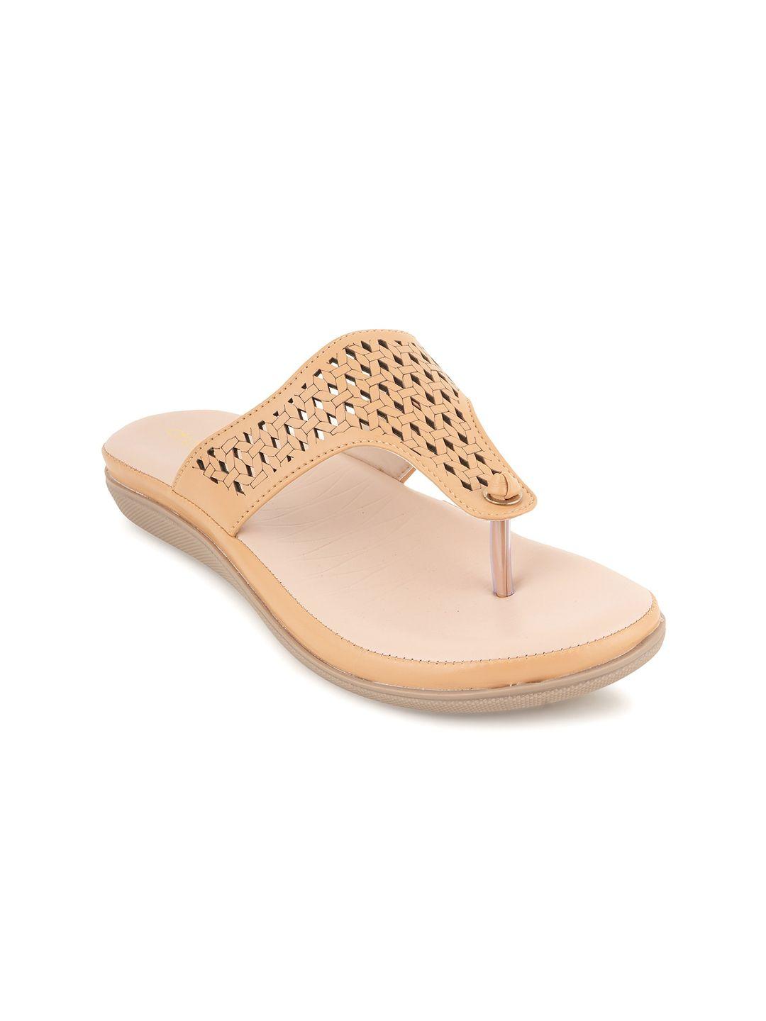 dressberry women tan brown textured t-strap flats with laser cuts