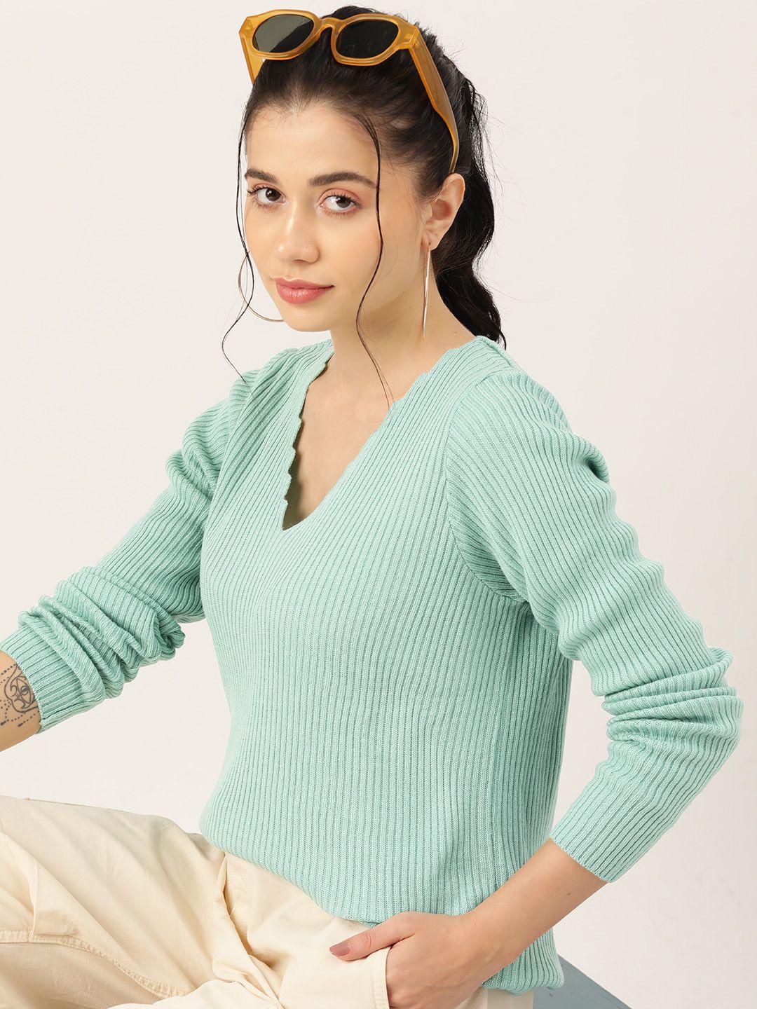 dressberry women v-neck ribbed pullover