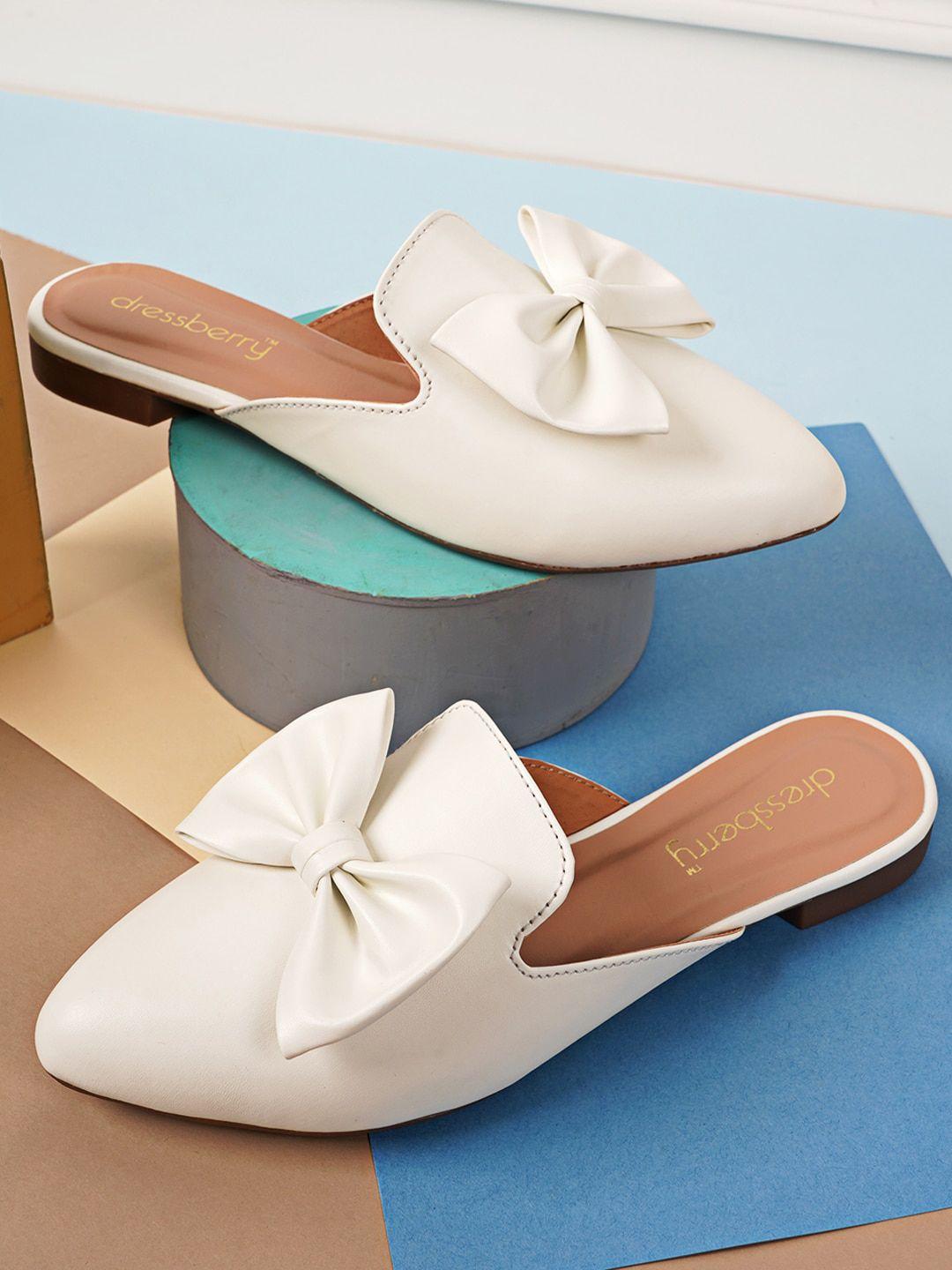 dressberry women white ballerinas with bows flats