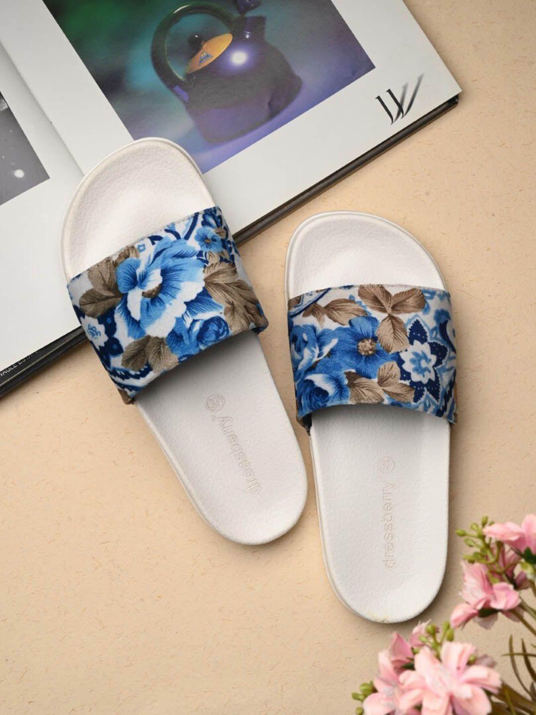 dressberry women white printed sliders