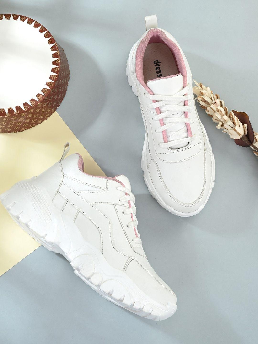 dressberry women white solid sneakers