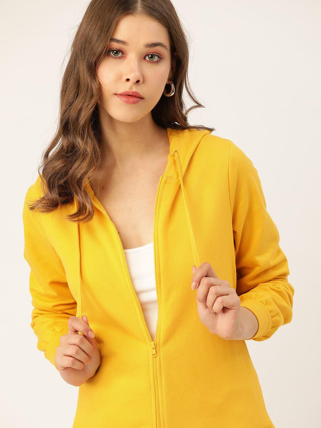 dressberry women yellow hooded sweatshirt