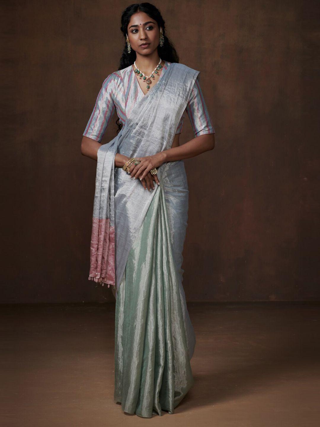 dressfolk colourblocked tissue saree